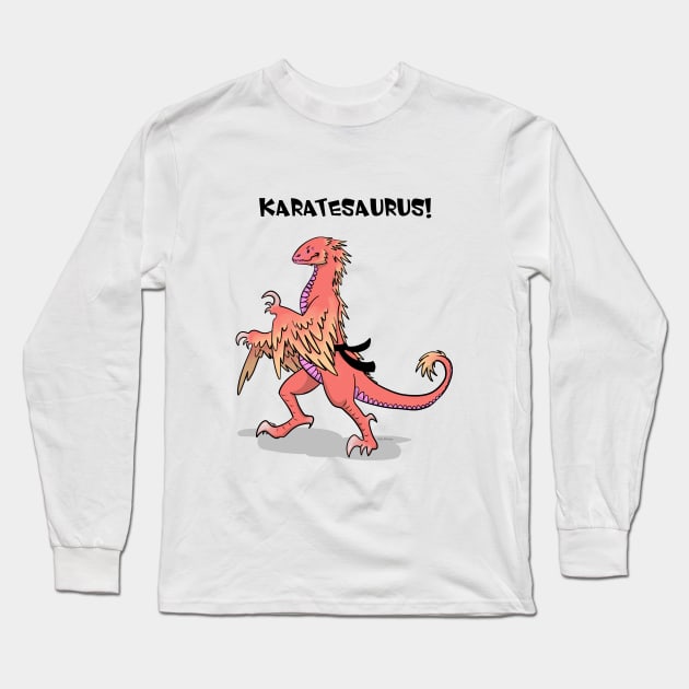 Karatesaurus - orange for bright backgrounds Long Sleeve T-Shirt by RubyMarleen